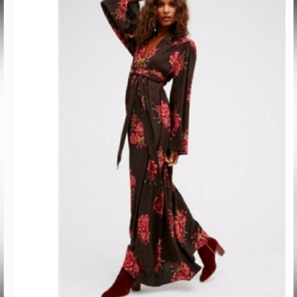 Free People Dresses & Skirts - Free People Wild Laurel Maxi Dress Long Sleeves Sz XS Loose fit
